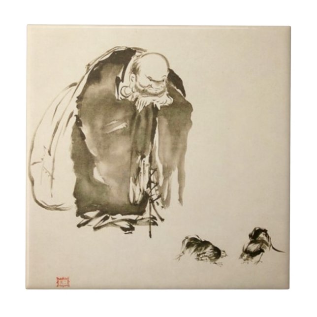 Painting by Miyamoto Musashi, c. 1600's Tile (Front)