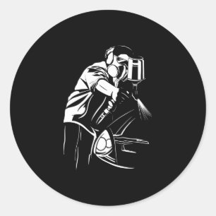 Painting  Car Painter Classic Old School Painting Round Sticker