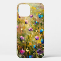 painting closeup Beautiful meadow of blue pink fl