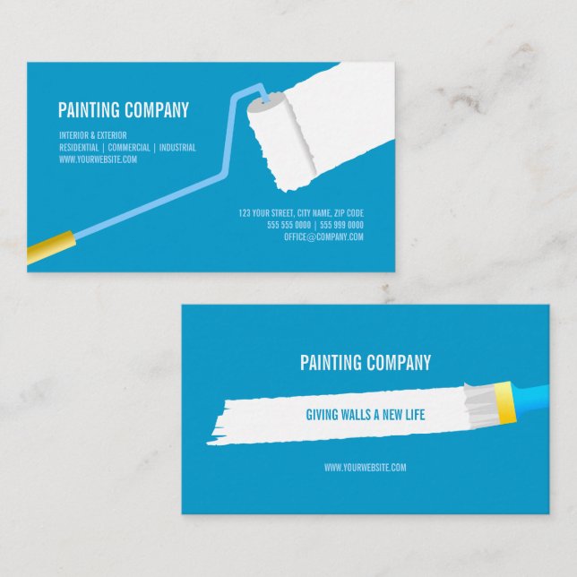 Painting Company Contractor Home Makeover Business Card (Front/Back)