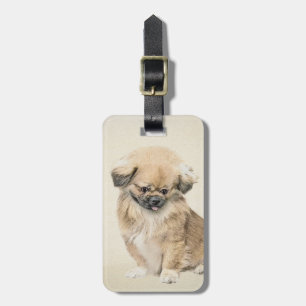Painting - Cute Original Dog Art Luggage Tag
