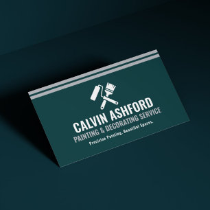 Painting Decorating Service Modern Teal and Silver Business Card