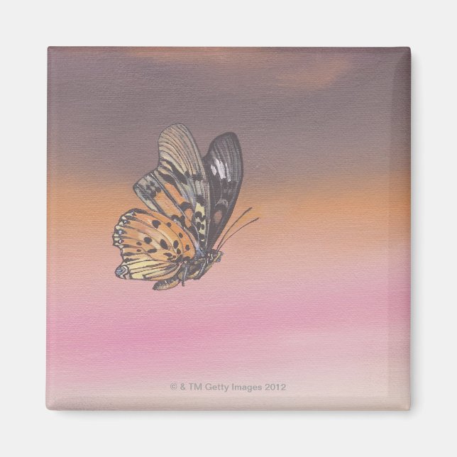 Painting depicting butterfly in flight magnet (Front)