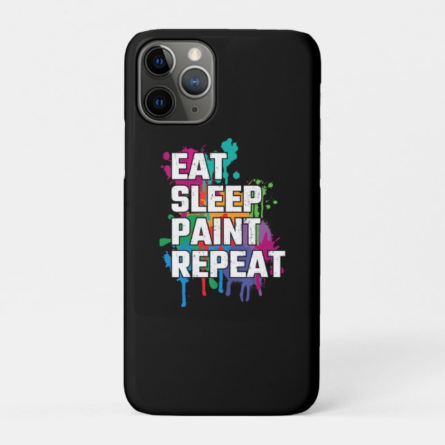 Painting | Eat Sleep Paint Repeat Funny Painting Case-Mate iPhone Case (Back)