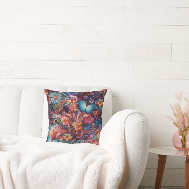 Painting Fantasy Flowers expressing nature Cushion (Couch)