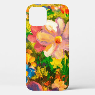 Painting Glade of large colourful wildflowers flow iPhone 12 Case