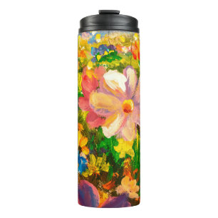 Painting Glade of large colourful wildflowers flow Thermal Tumbler