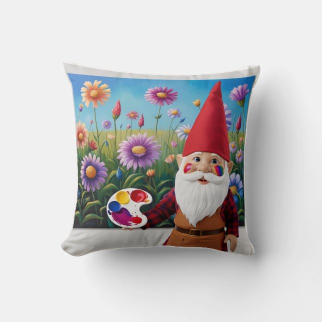 Painting Gnome: Mother's Day Blooms Cushion (Front)