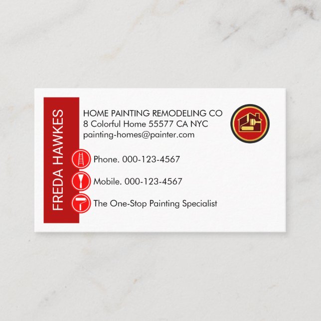 Painting Icons On Red Wall Layer Business Card (Front)