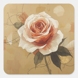 Painting Images featuring stylised blooming roses Square Sticker
