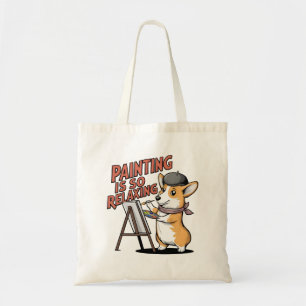 Painting Is So Relaxing, Corgi Artist Tote Bags