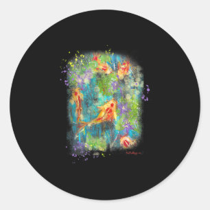 Painting Koi Fish Painting Zen Japanese Distressed Classic Round Sticker