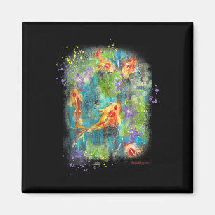 Painting Koi Fish Painting Zen Japanese Distressed Magnet