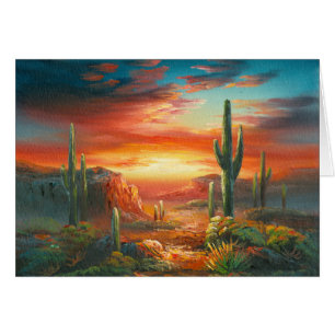 Painting Of A Colourful Desert Sunset Painting