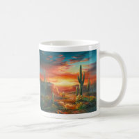 Painting Of A Colourful Desert Sunset Painting
