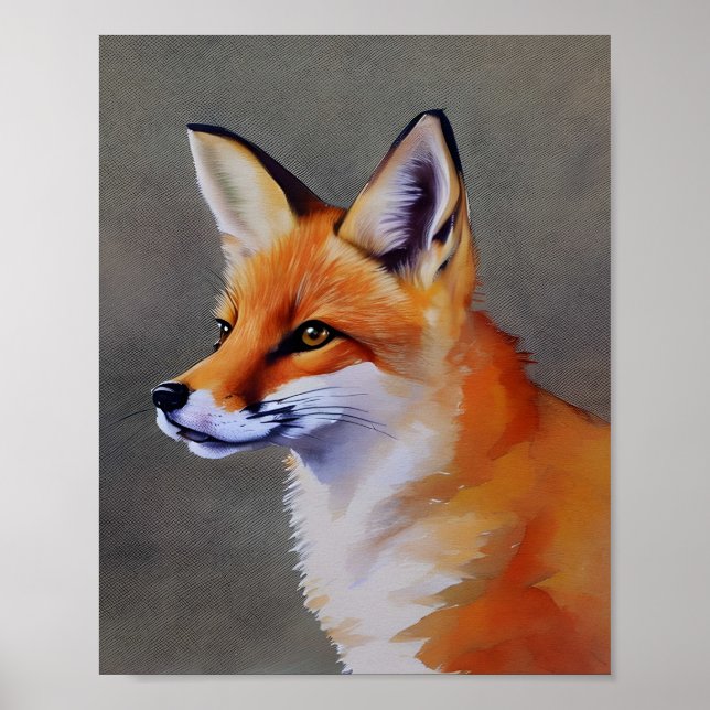 Painting of a fox animal poster (Front)