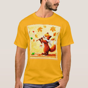 Painting Of a Happy Singing Red Fox. Buy Now T-Shirt
