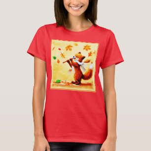Painting Of a Happy Singing Red Fox. Buy Now T-Shirt