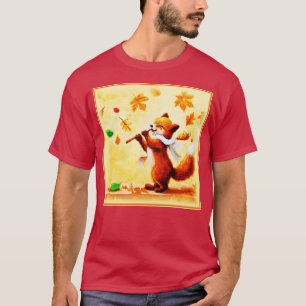 Painting Of a Happy Singing Red Fox. Buy Now T-Shirt