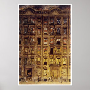 Painting of a Harlem tenement block Poster