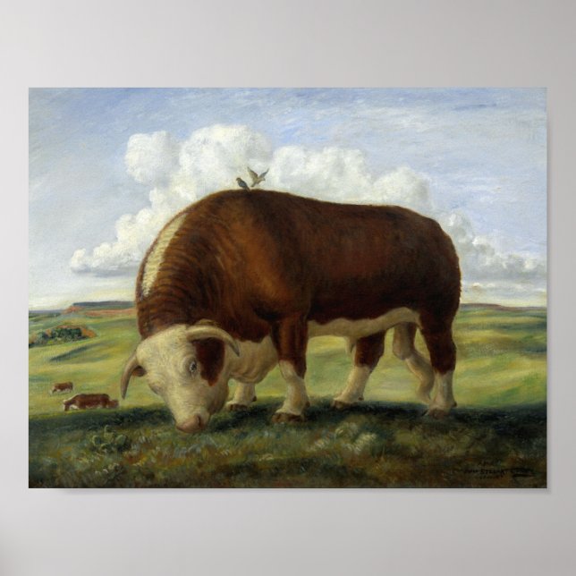 Painting of a Hereford bull Poster (Front)