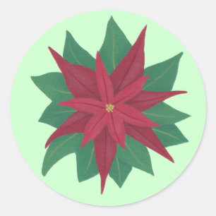 Painting of a Poinsettia Flower Christmas Stickers