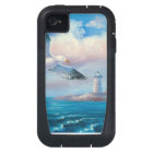 Painting Of A Seagull Flying Near A Lighthouse