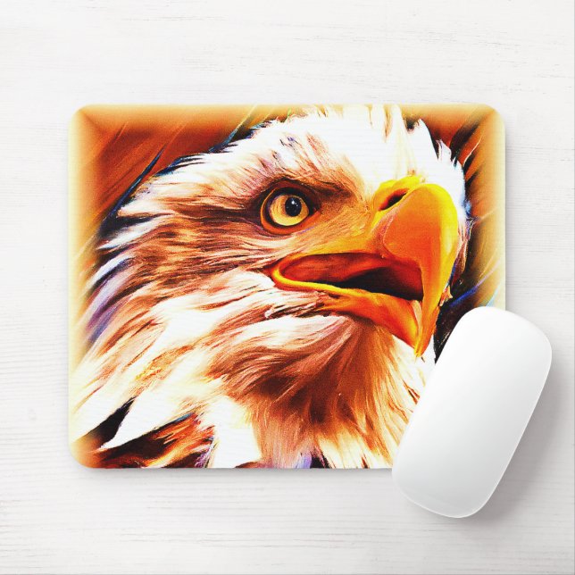 Painting of a Stunning Eagles Face. Buy Now Mouse Pad (With Mouse)