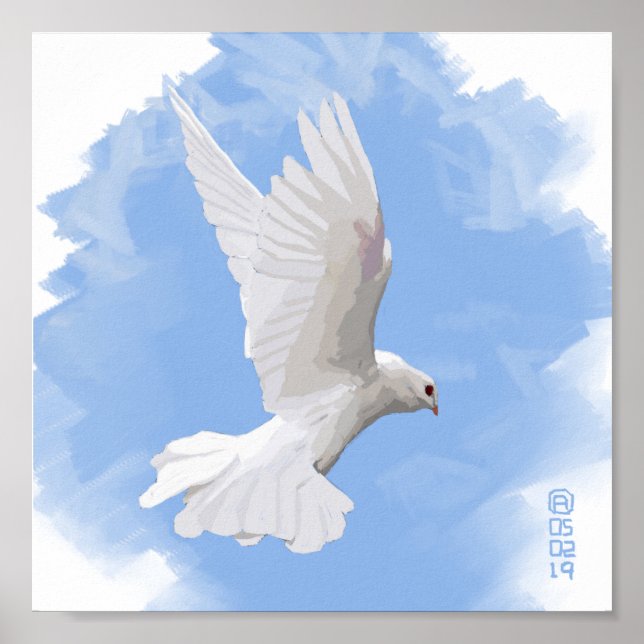 Painting Of A White Dove Flying Poster (Front)