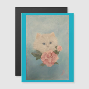 Painting of a White Kitten Magnetic Card