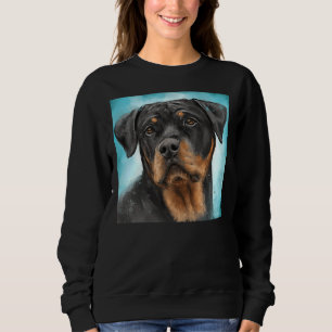 Painting Of An Adorable Rottweiler With A Curious  Sweatshirt