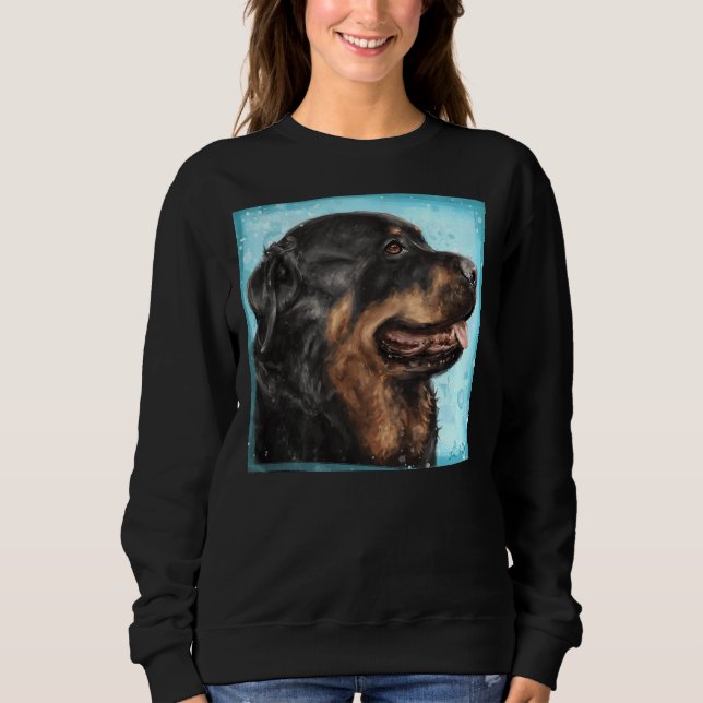 Painting Of An Adorable Rottweiler With Its Tongue Sweatshirt (Front)