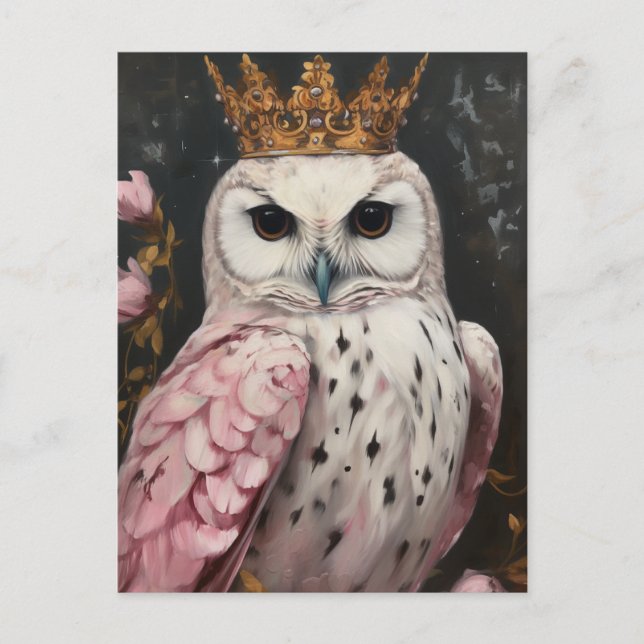Painting of an owl with a crown postcard (Front)