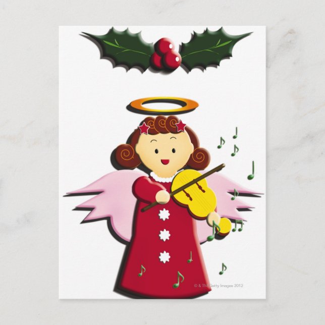 Painting of angel playing Violin, Illustration Postcard (Front)