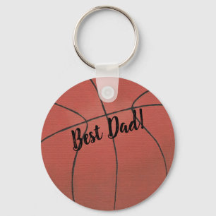 Painting of Basketball Best Dad Template Key Ring