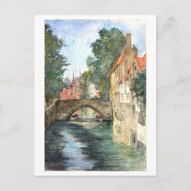 Painting of Bruges, Belgium, Postcard (Front)