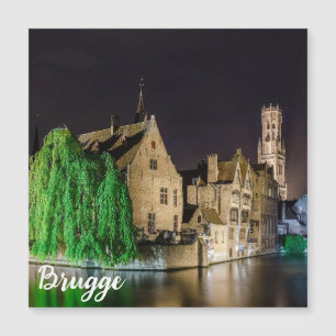 Painting of Bruges old town and Belfry tower
