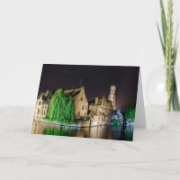Painting of Bruges old town and Belfry tower
