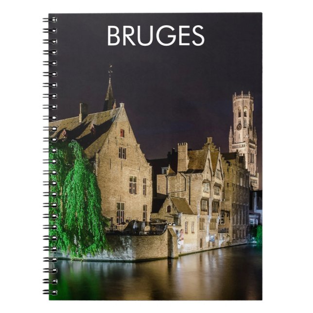 Painting of Bruges old town and Belfry tower Notebook (Front)