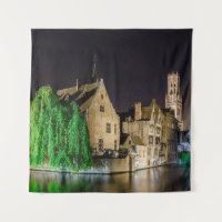 Painting of Bruges old town and Belfry tower