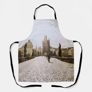 Painting of Charles bridge in Prague on sunrise Apron