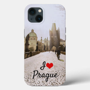 Painting of Charles bridge in Prague on sunrise iPhone 13 Case