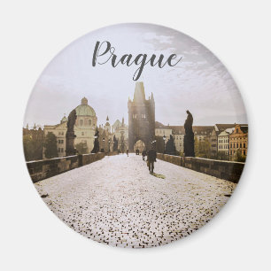 Painting of Charles bridge in Prague on sunrise Magnet