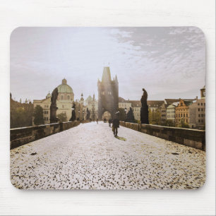 Painting of Charles bridge in Prague on sunrise Mouse Pad