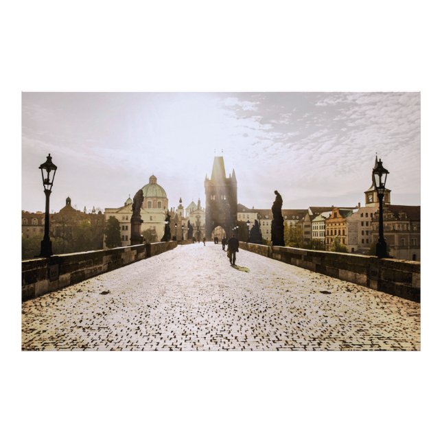 Painting of Charles bridge in Prague on sunrise Photo Print (Front)