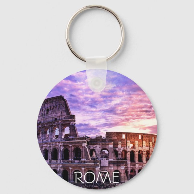 Painting of Colosseum in Rome at sunset Key Ring (Front)