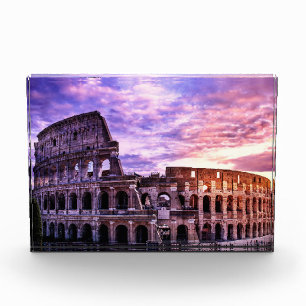 Painting of Colosseum in Rome at sunset Photo Block