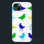 Painting of Coloured Birds by Chariklia Zarris iPhone 13 Case<br><div class="desc">Fill up your child's playroom with this painting of coloured birds by Chariklia Zarris. Green,  blue,  and yellow jump off the print. You are just waiting for these birds to spread their wings. Order you copy before they fly away!</div>