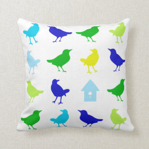 Painting of Coloured Birds by Chariklia Zarris Cushion