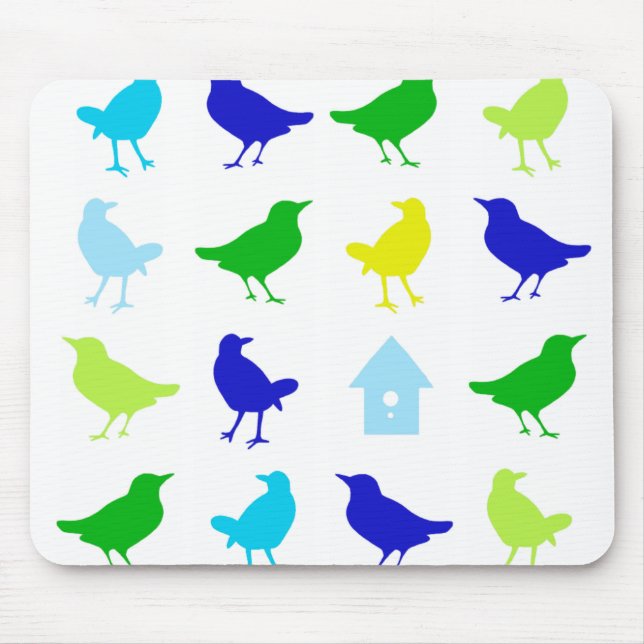 Painting of Coloured Birds by Chariklia Zarris Mouse Pad (Front)